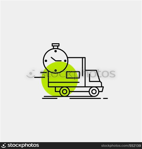 delivery, time, shipping, transport, truck Line Icon. Vector EPS10 Abstract Template background