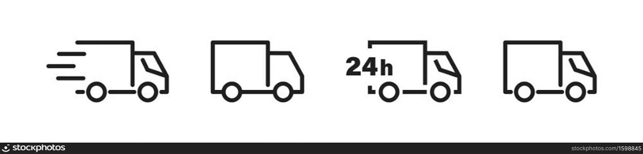 Delivery truck icon collection. Vector fast deviver or shipping set.