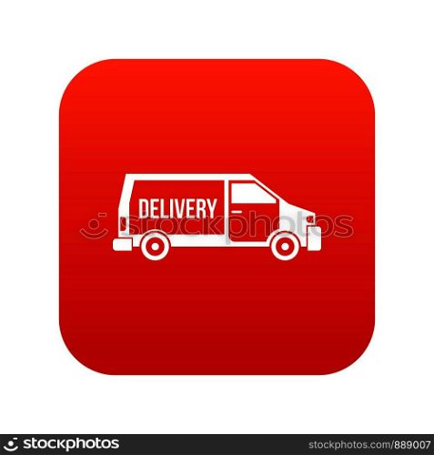 Delivery truck icon digital red for any design isolated on white vector illustration. Delivery truck icon digital red