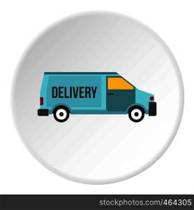 Delivery van icon in flat circle isolated vector illustration for web. Delivery van icon circle