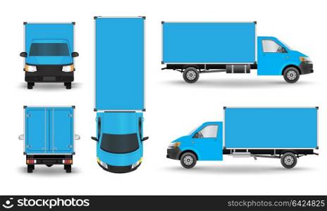 Delivery Van - Layout for presentation - vector template.isolated on white background, blue van vehicle template. back front side view