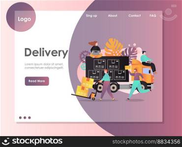 Delivery website landing page design vector image