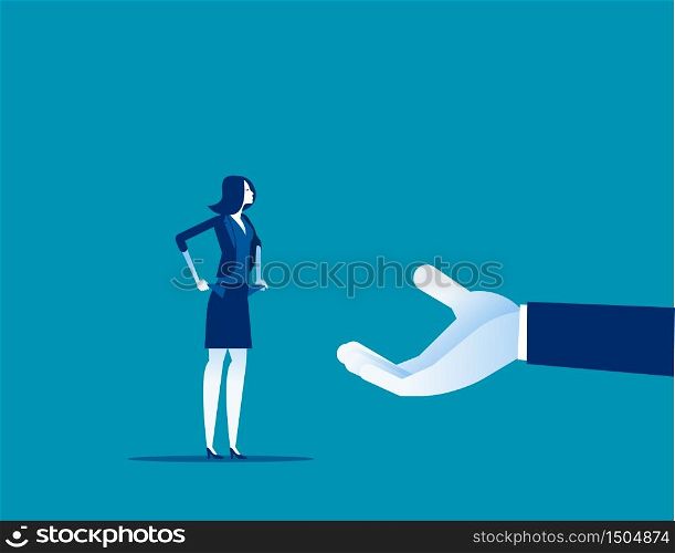 Demanding money from poor woman. Concept business vector illustration, Bankruptcy, Tax.
