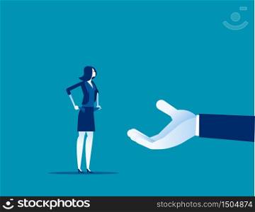 Demanding money from poor woman. Concept business vector illustration, Bankruptcy, Tax.