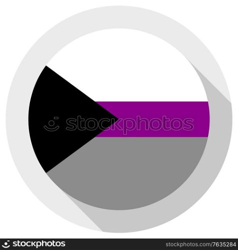 Demisexual flag, round shape icon on white background