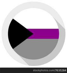 Demisexual flag, round shape icon on white background