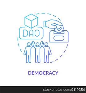 Democracy blue gradient concept icon. Make important decisions by voting. DAO characteristic abstract idea thin line illustration. Isolated outline drawing. Myriad Pro-Bold font used. Democracy blue gradient concept icon