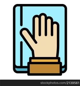 Democracy hand up icon. Outline democracy hand up vector icon color flat isolated. Democracy hand up icon color outline vector