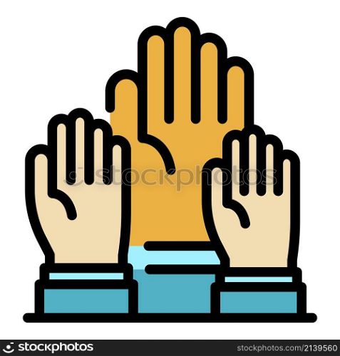 Democracy hands icon. Outline democracy hands vector icon color flat isolated. Democracy hands icon color outline vector