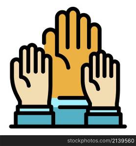 Democracy hands icon. Outline democracy hands vector icon color flat isolated. Democracy hands icon color outline vector