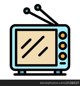 Democracy on tv icon. Outline democracy on tv vector icon color flat isolated. Democracy on tv icon color outline vector