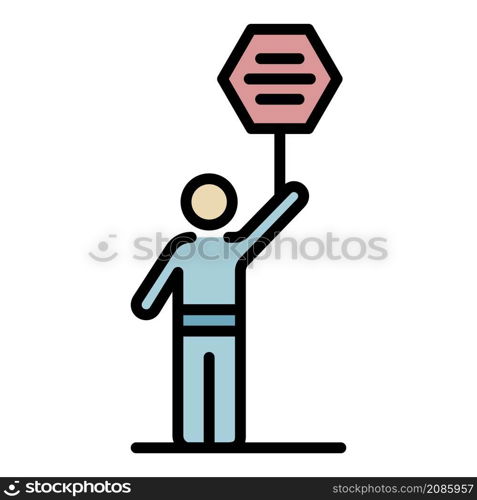 Democracy protest man icon. Outline democracy protest man vector icon color flat isolated. Democracy protest man icon color outline vector