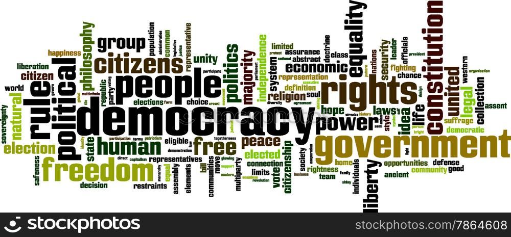Democracy word cloud concept. Vector illustration