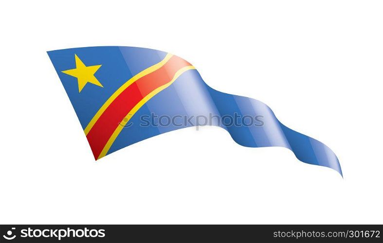 Democratic Republic of the Congo national flag, vector illustration on a white background. Democratic Republic of the Congo flag, vector illustration on a white background