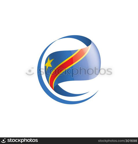 Democratic Republic of the Congo national flag, vector illustration on a white background. Democratic Republic of the Congo flag, vector illustration on a white background