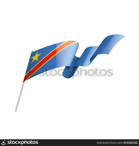 Democratic Republic of the Congo national flag, vector illustration on a white background. Democratic Republic of the Congo flag, vector illustration on a white background