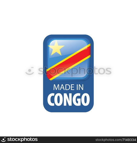 Democratic Republic of the Congo national flag, vector illustration on a white background. Democratic Republic of the Congo flag, vector illustration on a white background