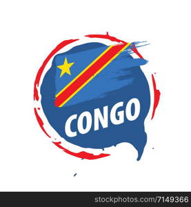 Democratic Republic of the Congo national flag, vector illustration on a white background. Democratic Republic of the Congo flag, vector illustration on a white background