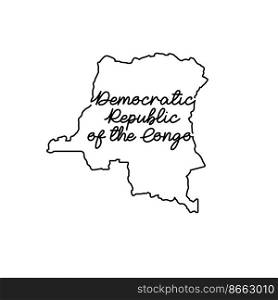 Democratic Republic of the Congo outline map with the handwritten country name. Continuous line drawing of patriotic home sign. A love for a small homeland. T-shirt print idea. Vector illustration.. Democratic Republic of the Congo outline map with country name. Continuous line drawing of patriotic home sign