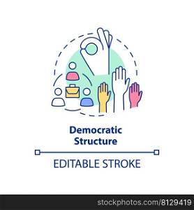 Democratic structure concept icon. Cooperative society advantage abstract idea thin line illustration. Equal participation. Isolated outline drawing. Editable stroke. Arial, Myriad Pro-Bold fonts used. Democratic structure concept icon