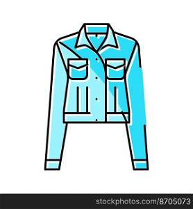 denim jacket outerwear female color icon vector. denim jacket outerwear female sign. isolated symbol illustration. denim jacket outerwear female color icon vector illustration