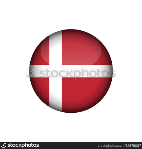 Denmark Flag Circle Button Vector Template