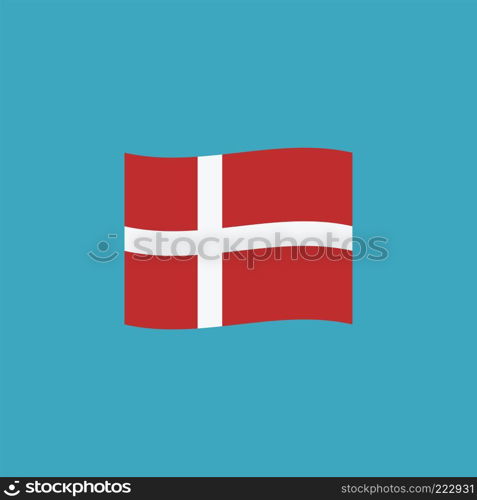 Denmark flag icon in flat design. Independence day or National day holiday concept.