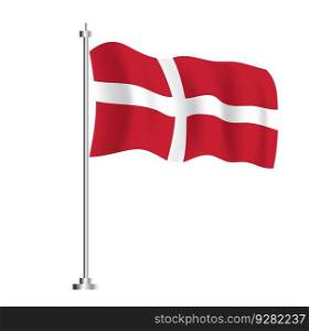 Denmark Flag. Isolated Wave Flag of Denmark Country. Vector Illustration.