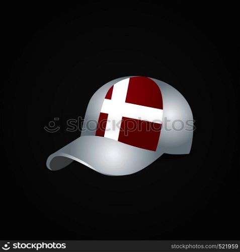 Denmark Flag on Cap. Vector EPS10 Abstract Template background