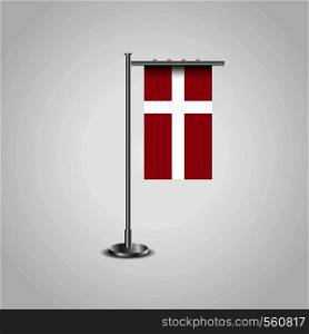 Denmark Flag Pole. Vector EPS10 Abstract Template background