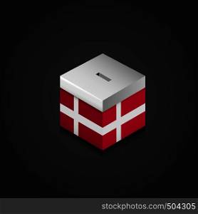 Denmark Flag Printed on Vote Box. Vector EPS10 Abstract Template background