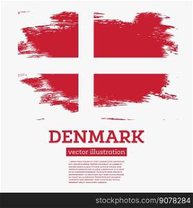 Denmark Flag with Brush Strokes. Vector Illustration.