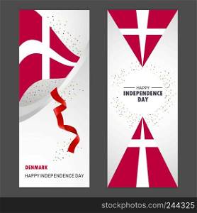 Denmark Happy independence day Confetti Celebration Background Vertical Banner set