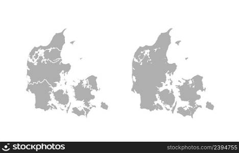 Denmark map vector with blue border lines on white background. Denmark map with blue border lines on white background