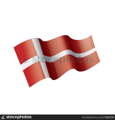 Denmark national flag, vector illustration on a white background. Denmark flag, vector illustration on a white background