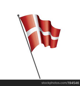 Denmark national flag, vector illustration on a white background. Denmark flag, vector illustration on a white background