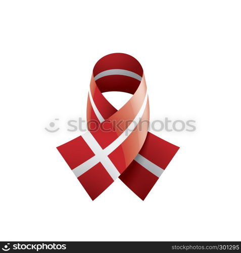 Denmark national flag, vector illustration on a white background. Denmark flag, vector illustration on a white background