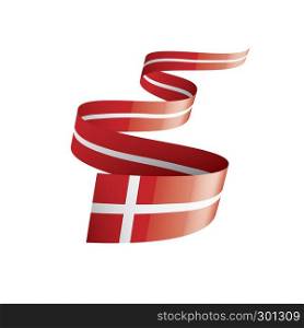 Denmark national flag, vector illustration on a white background. Denmark flag, vector illustration on a white background