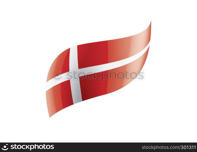 Denmark national flag, vector illustration on a white background. Denmark flag, vector illustration on a white background