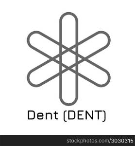 Dent (DENT). Vector illustration crypto coin icon. Vector illustration crypto coin icon on isolated white background Dent (DENT). Name of the crypto currency and the short trade name on the exchange. Digital currency