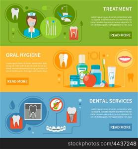 Dental Care Banners Set . Dental Care Concept. Dental Care Horizontal Banners. Dental Care Vector Illustration. Dental Care Set. Dental Care Design Symbols.