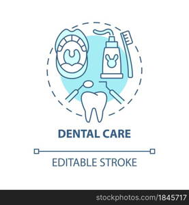 Dental care blue concept icon. Oral health habits abstract idea thin line illustration. Regular dentist chekups. Morning teeth care routine. Vector isolated outline color drawing. Editable stroke. Dental care blue concept icon