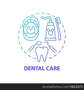 Dental care blue gradient concept icon. Oral health habits abstract idea thin line illustration. Regular dentist chekups. Morning teeth care routine. Vector isolated outline color drawing. Dental care blue gradient concept icon