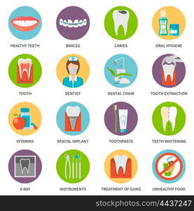 Dental Care Icons Set . Dental Care Icons Set. Dental Care Vector Illustration. Dental Care Flat Symbols. Dental Care Elements Collection.