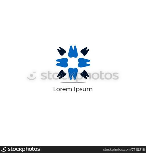 Dental care logo design. Tooth flower vector illustration. Teeth safety and care.