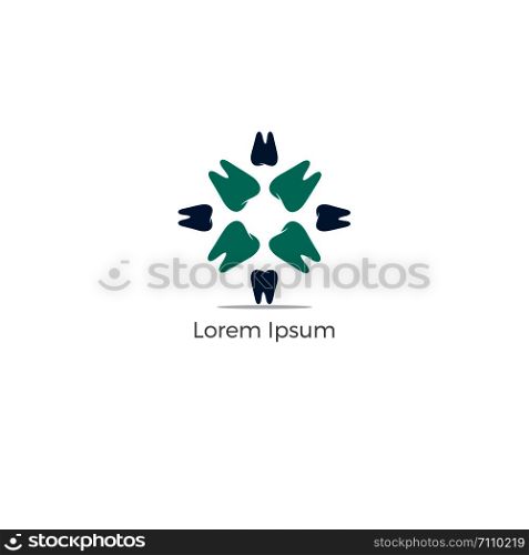 Dental care logo design. Tooth flower vector illustration. Teeth safety and care.