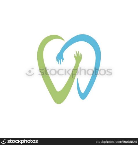 dental care logo with hands hugging vector icon illustration design 