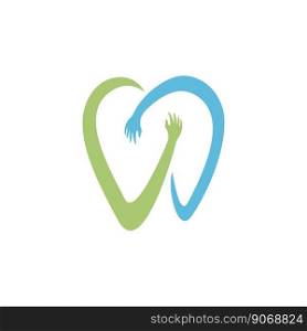 dental care logo with hands hugging vector icon illustration design 