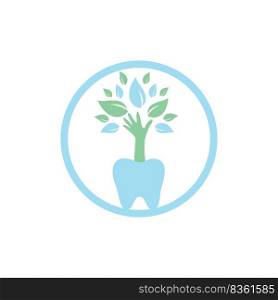 Dental care vector logo template. Teeth and hand tree icon design.	