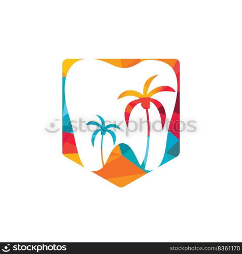 Dental clinic dentistry logo design. Dental logo with the concept of tropical island. 